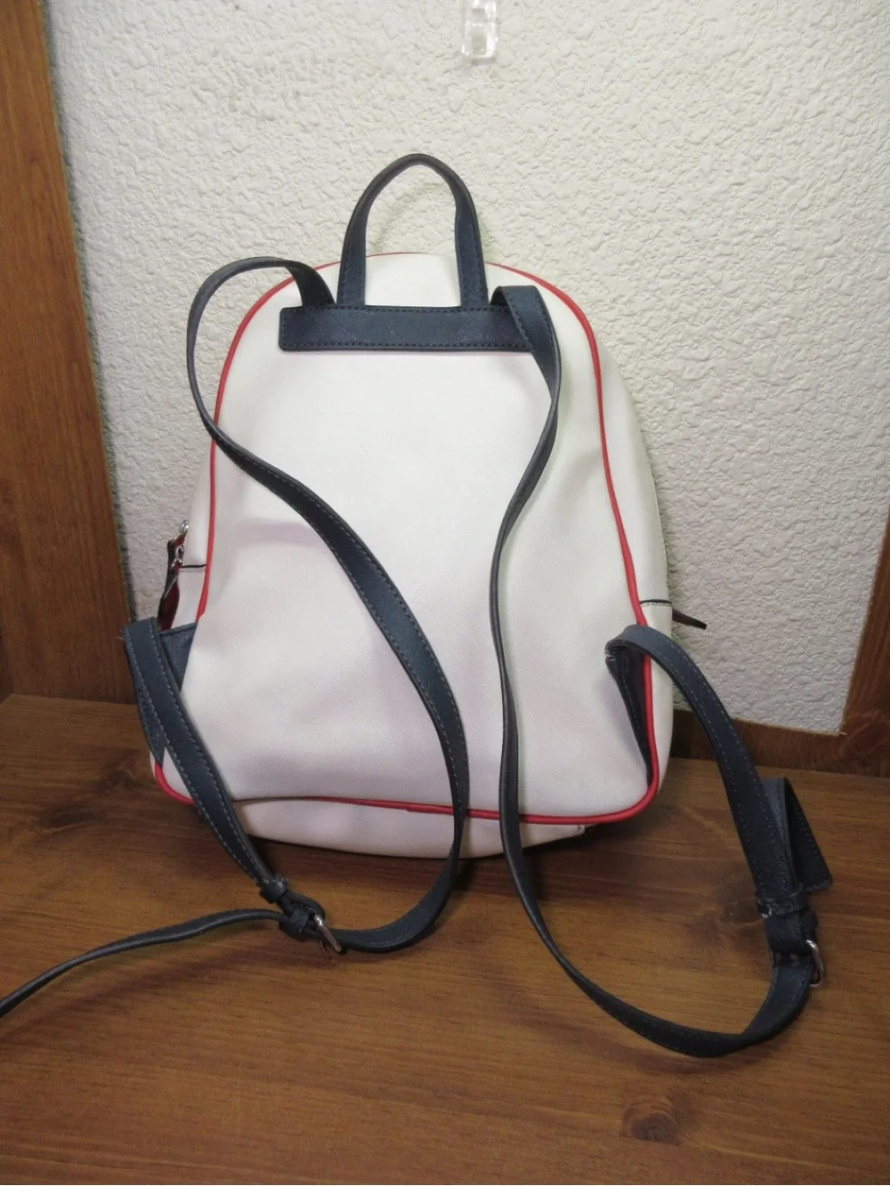 GUESS White Backpack with Red Trim